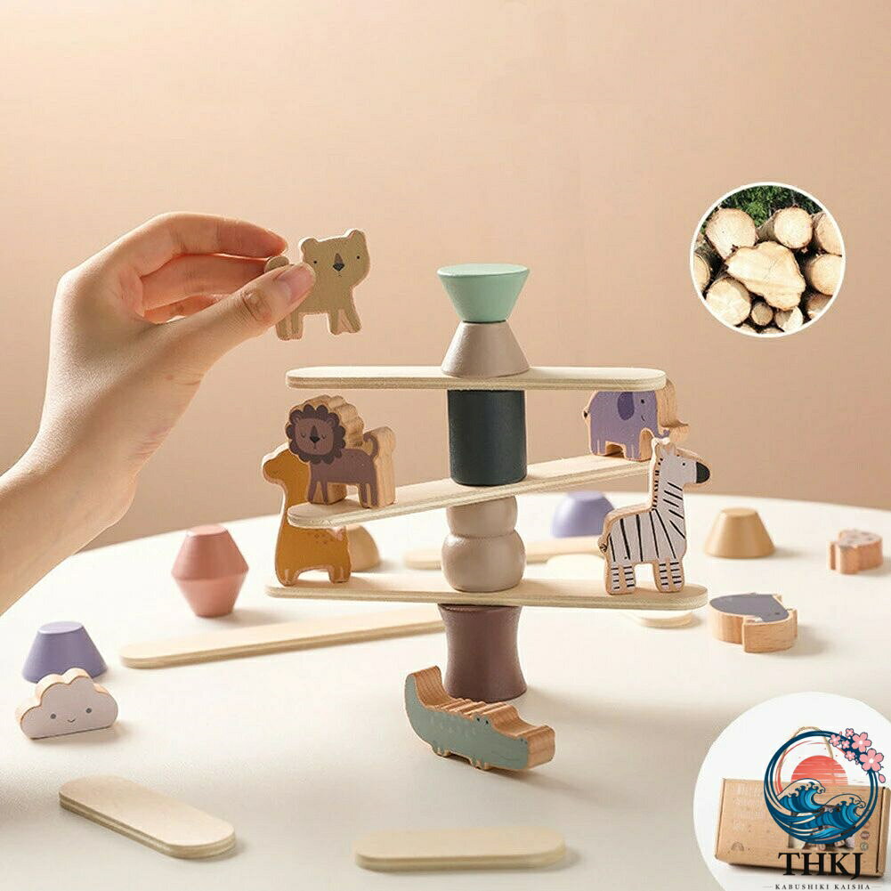【全品2点で5%OFF】バランスパズル 木製パズル おもちゃ 積み木 木製玩具 知育玩具 子ども 男の子 女の子 バランスゲーム 動物パズル ブロック 積み上げ 木のおもちゃ バランスおもちゃ 集中力 指先訓練 積み木 木製おもちゃ 出産祝い 誕生日 プレゼント