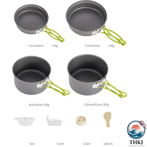 アスミル楽天市場店のアウトドア 調理器具 ハイキング調理器具 鍋 クッカー セット 調理器具セット キャンプ用品 BBQ 食器 アルミ キャンプ 2-3 人用 ファミリー｜アングル2