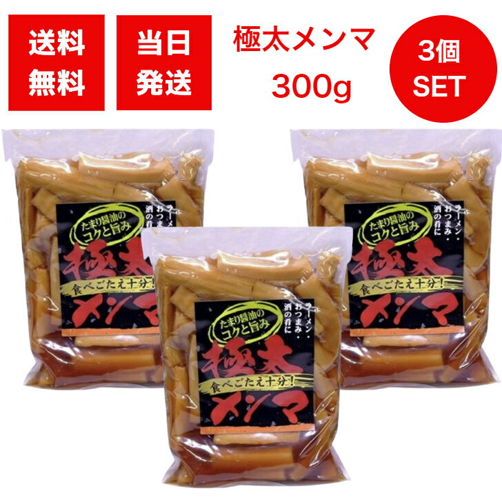 アーベストフーズ 極太メンマ 300g 3個セット 味付け めんま ラーメン おつまみ 惣菜 トッピング 具材 中華 食べ応え