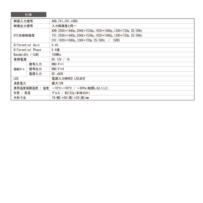 �����ȥ������յ����AHD/CVBS�б�����4ʬ�۴�1021901PF-EB023A-AS