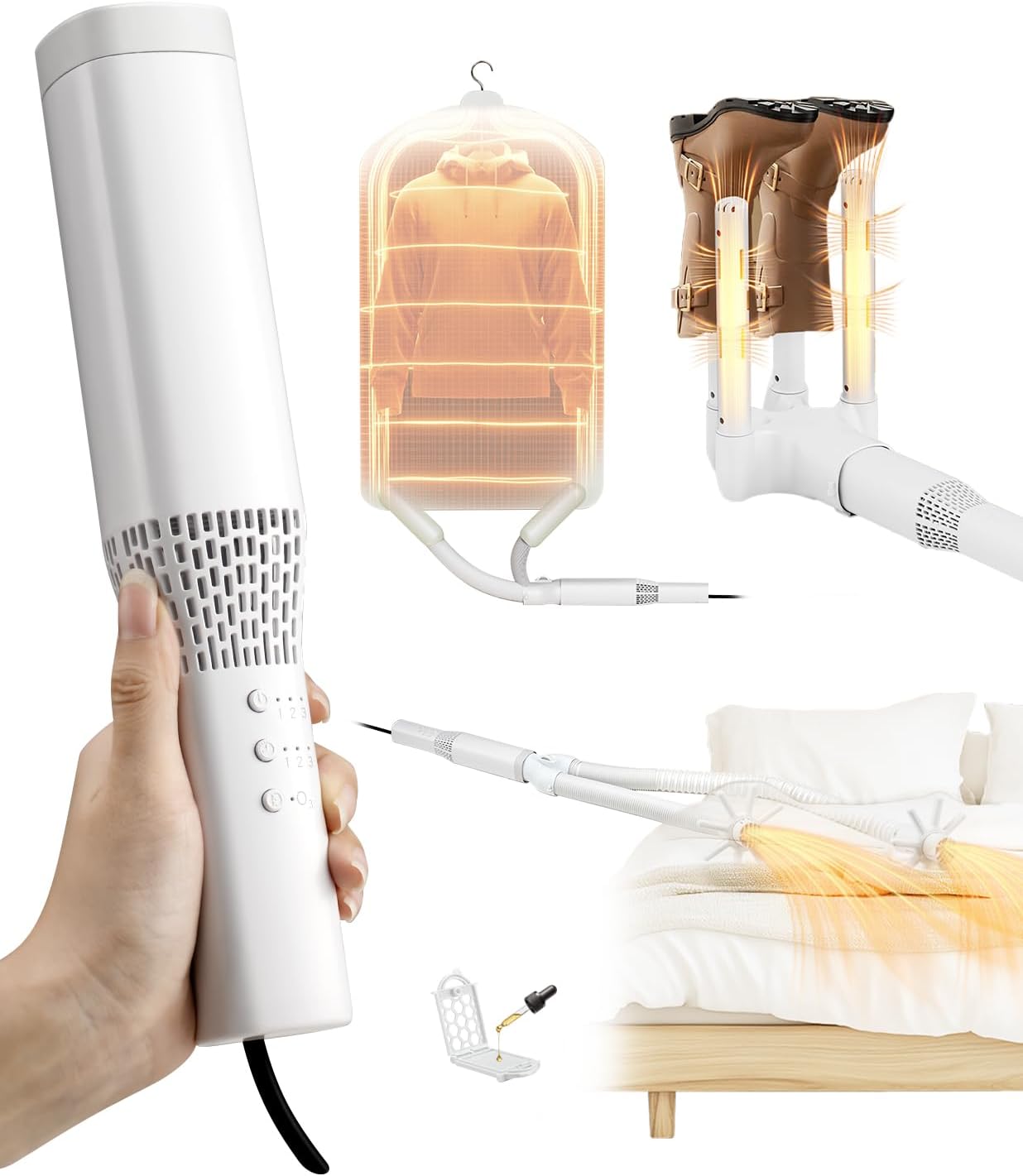 布団乾燥機 ミニ乾燥機 1台多役乾燥セット 衣類乾燥機 衣類乾燥袋付き ふとん乾燥機 靴乾燥機 布団かんそう 速暖 ダニ 消臭 湿気/梅雨/花粉/ニオイ対策 ア...