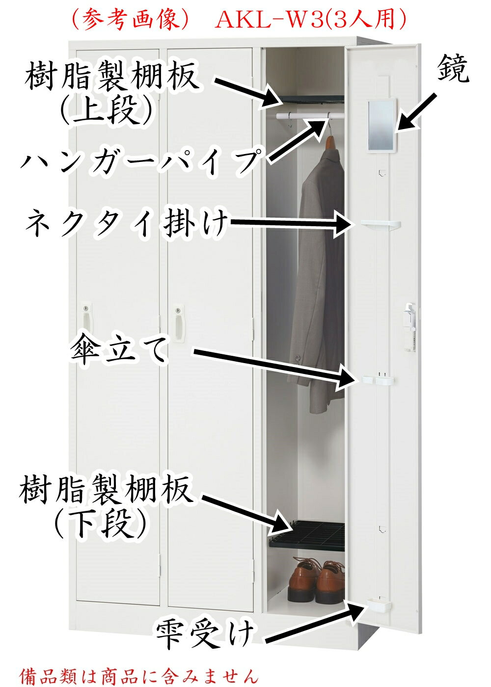SAKLオフィス ロッカー 3人用 鍵付き ホワイト AKL-W3