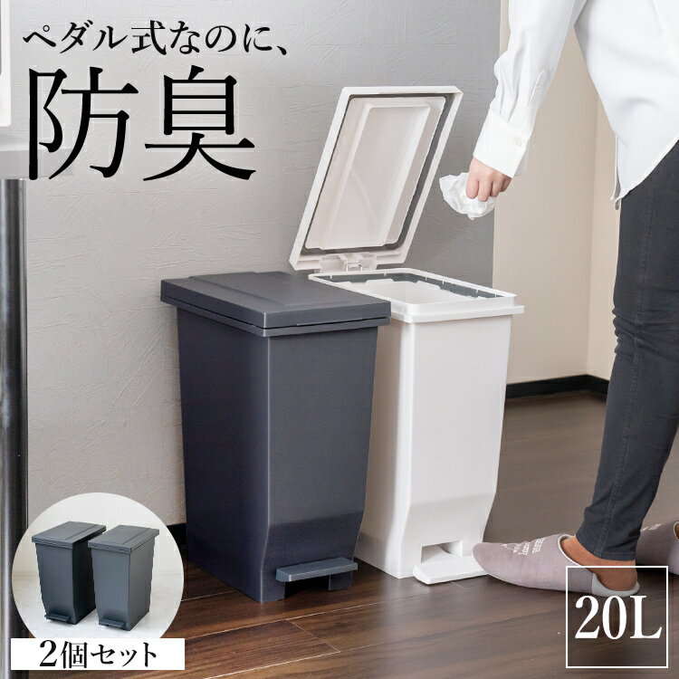 ゴミ箱 分別 スリム ペダル おしゃれ キッチン ふた付き 縦型 大容量 密閉 ワゴン 20リットル 20l ダストボックス リビング ごみ箱 足踏み 新生活 【 アスベル エバン ASVEL EBAN 密閉 ペダル スリム 20L 2個セット 】