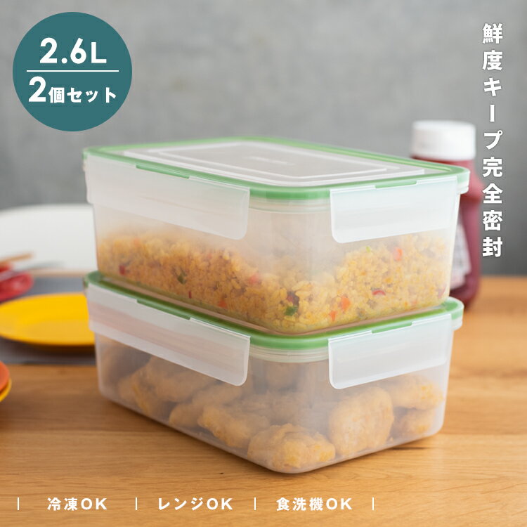 保存容器 密封 抗菌 冷凍 冷蔵 保存 耐熱 レンジ対応 食洗器対応 お手入れ簡単 ラク家事 時短 弁当箱 新生活 【 アスベル ユニックス タイトロック ASVEL UNIX WLO-60Ag 2.6L 2個セット 】