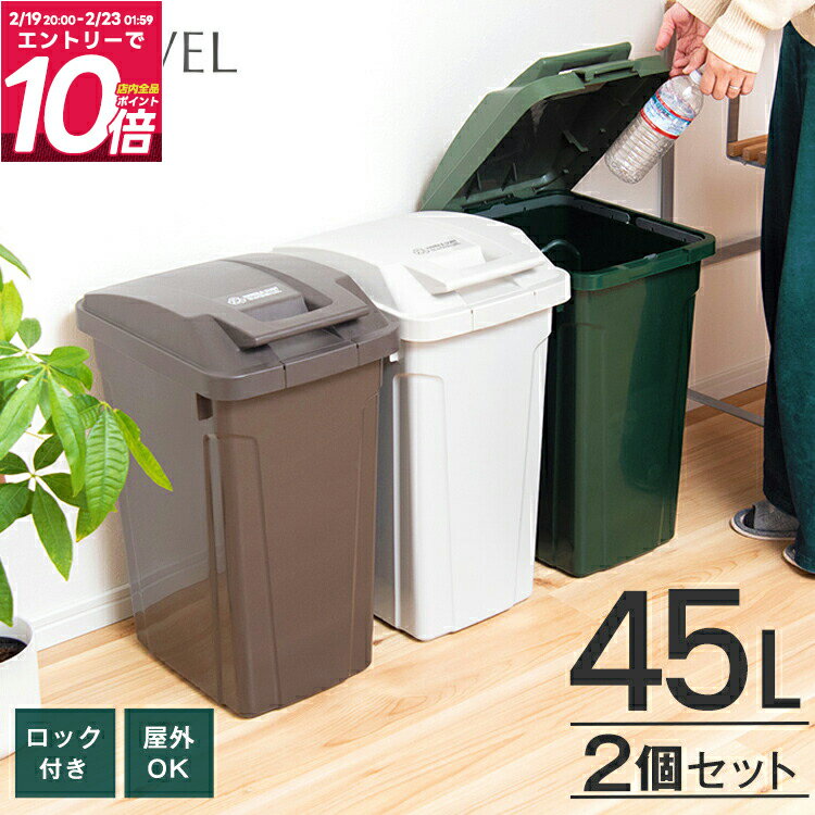 ゴミ箱 屋外 分別 スリム おしゃれ キッチン ふた付き 大容量 2分別 ワゴン 45リットル 45l ダストボックス 新生活 ベランダ 【 アスベル ASVEL SP ハンドル ペール 45L 2個 セット 】