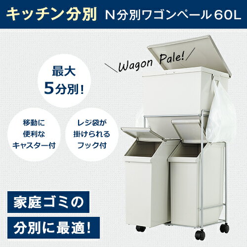 ゴミ箱 分別 スリム おしゃれ キッチン ふた付き 3分別 大容量 ワゴン キャスター ダストボックス リビング ごみ箱 【 アスベル ASVEL N 分別 ワゴンペール 60L 】