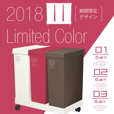 ゴミ箱 ごみ箱 資源ゴミ 横型 3分別 ワゴン 60L キャスター付