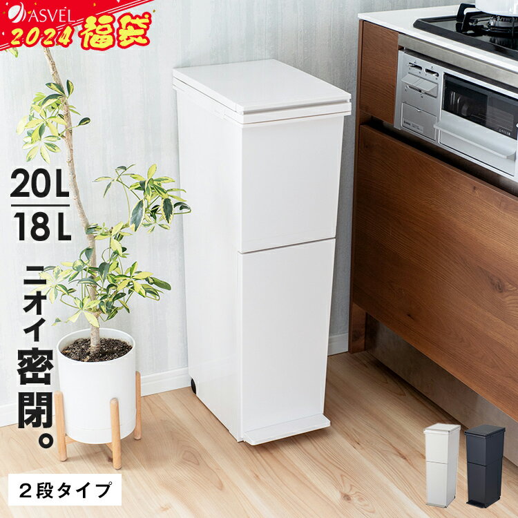 【 初売り 】 ゴミ箱 分別 【限定カラー】 スリム 縦型 2段 おしゃれ キッチン ふた付き 2分別 大容量 ワゴン 38L ダストボックス リビング ペダル プッシュ ごみ箱 足踏み 新生活 【 アスベル ASVEL 分別 ペダル 2段 スリム 38L EC】