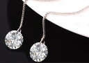 送料無料※金属アレルギー対応※チェーン ピアス 大粒CZダイヤ(キュービックジルコニア)(両耳用)人気プレゼント ギフト カジュアル かわいい アクセサリー 女性 ホワイトゴールド(4)