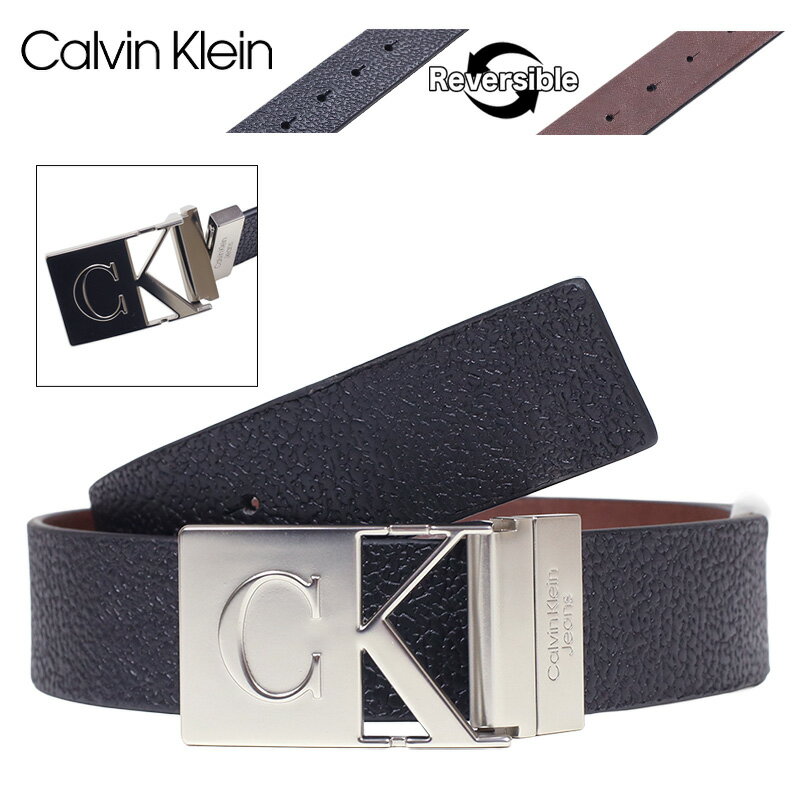 Rakuten - カルバンクライン ベルト CALVIN KLEIN バックルベルト レザーベルト CK プレゼント ギフト メンズ ブランド 大きいサイズ おしゃれ おすすめ 人気 黒 リバーシブル ck079 ブラック×ブラウン S M L