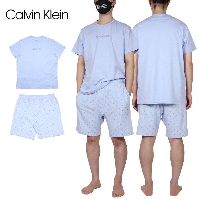Rakuten - 【MAX90%OFF 楽天スーパーSALE！最大20%OFFクーポン配布中】カルバンクライン パジャマ CALVIN KLEIN ルームウェア 部屋着 セットアップ 上下セット 綿100% 半袖 ショートパンツ メンズ レディース ブランド 大きいサイズ おしゃれ おすすめ 人気 ck083 S M L XL