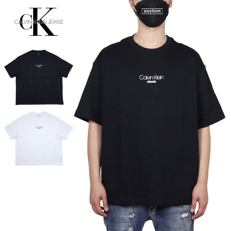 Rakuten - カルバンクライン ジーンズ Tシャツ CALVIN KLEIN JEANS 半袖Tシャツ ビッグシルエット メンズ レディース ブランド 大きいサイズ おしゃれ おすすめ 人気 黒 白 綿100% ckj122 M L XL XXL