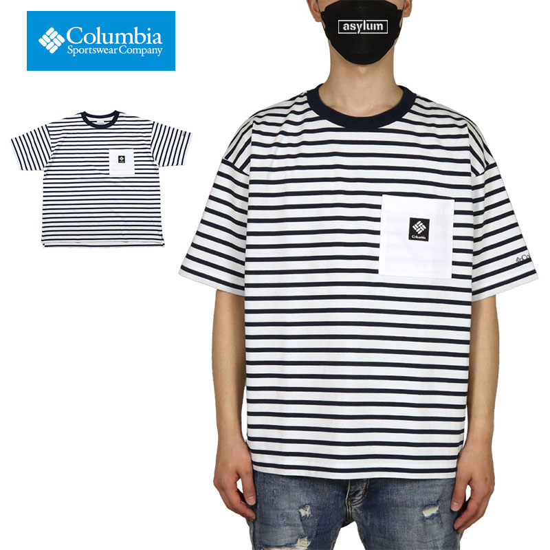 コロンビア Tシャツ メンズ コロンビア Tシャツ COLUMBIA 半袖Tシャツ UVカット アウトドア ビッグシルエット メンズ レディース ブランド 大きいサイズ おしゃれ おすすめ 人気 ボーダー columbia139 ホワイト