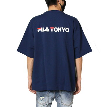 【GW特別企画 ポイント最大20倍＆全品10%OFFクーポン】【P5倍】フィラ FILA Tシャツ 半袖Tシャツ 綿100％ バックプリント メンズ レディース ブランド 大きいサイズ TEE NAVY FM9841 かっこいい お洒落 ネイビー M L XL