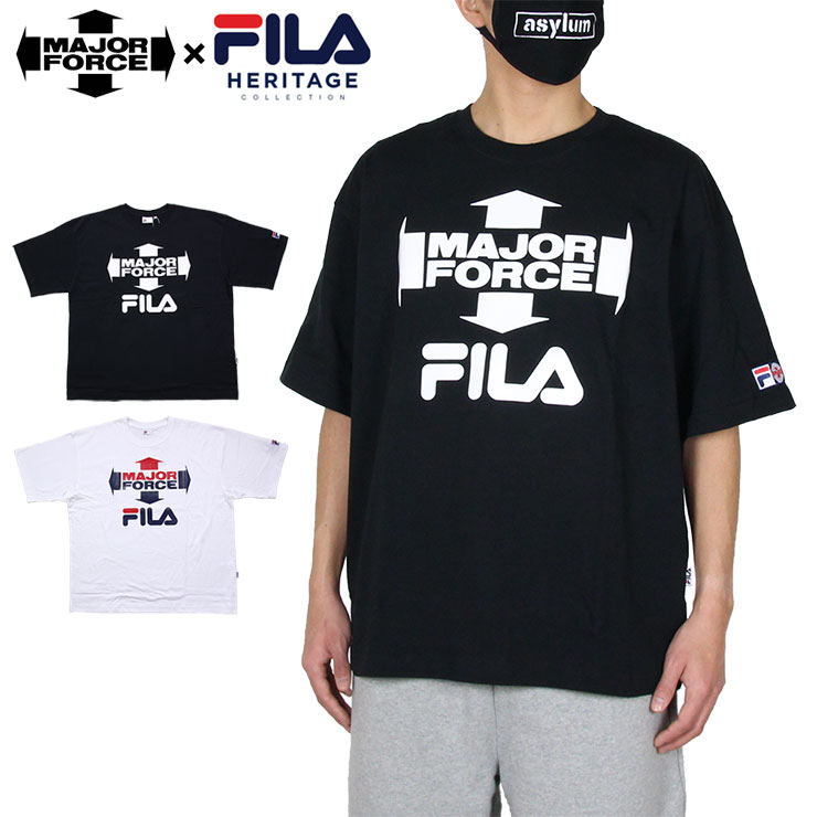 【楽天スーパーSALE 15%OFFクーポン配布中】【在庫処分セール50％OFF】フィラ Tシャツ FILA メジャーフォース 半袖Tシャツ コラボ メンズ レディース ブランド 大きいサイズ おしゃれ おすすめ 黒 白 S/S T-SHIRTS FS0102 ブラック ホワイト M L XL