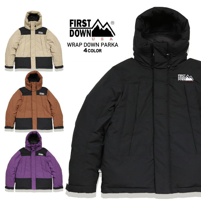 【MAX80%OFF 楽天スーパーSALE】【在庫処分セール20％OFF】ファーストダウン ダウンジャケット FIRST DOWN フード アウター メンズ レディース アウトドア ブランド 大きいサイズ ダウンパーカ WRAP DOWN PARKA F842502D ベージュ ブラック S M L XL