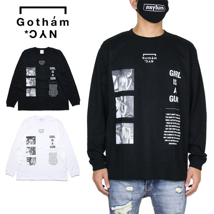 ゴッサム NYC エヌワイシー ロンT GOTHAM NYC Tシャツ 長袖Tシャツ メンズ レディース ブランド 大きいサイズ おしゃれ おすすめ 黒 白 GIRL-LTS GN703 ブラック ホワイト M L XL