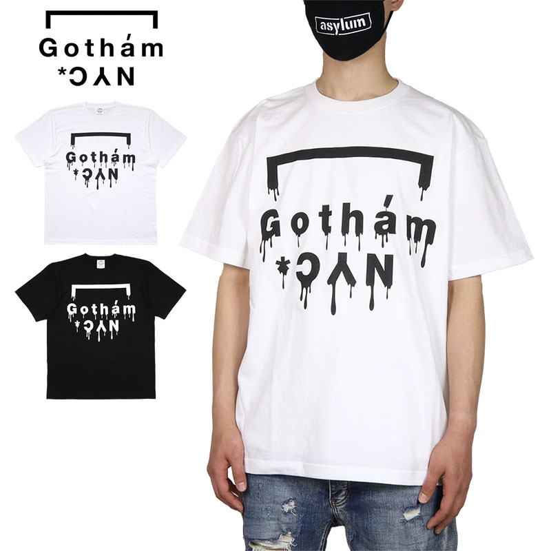 楽天ストリート系B系通販 ASYLUMゴッサム NYC エヌワイシー Tシャツ GOTHAM NYC 半袖Tシャツ メンズ レディース ブランド 大きいサイズ 白 黒 綿100％ コットン おしゃれ おすすめ 人気 GN881 ホワイト ブラック M L XL