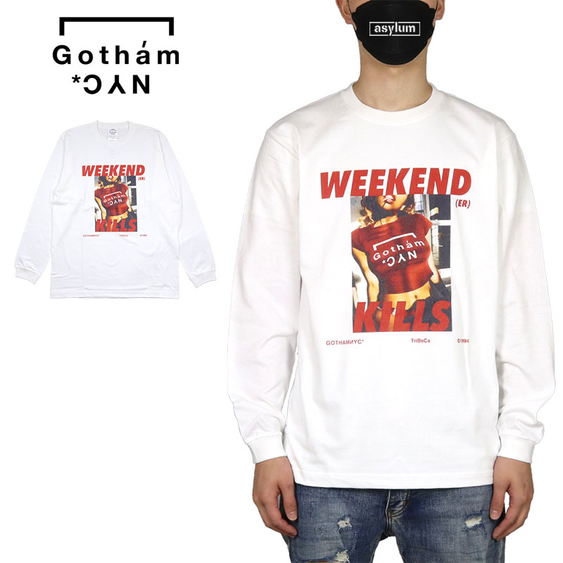 ゴッサム NYC エヌワイシー ロンT GOTHAM NYC Tシャツ 長袖Tシャツ 綿100 メンズ レディース ブランド 大きいサイズ おしゃれ おすすめ 人気 白 gotham146 ホワイト M L XL