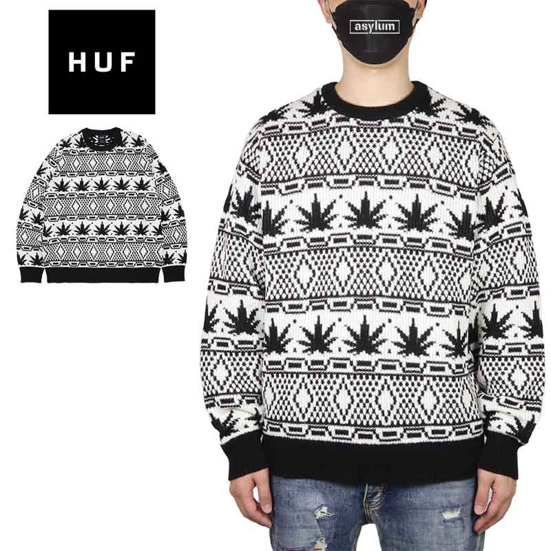【20%OFF】【MAX85%OFF 楽天スーパーSALE!限定クーポン配布中】HUF ニット ハフ セーター 総柄 ジャガード メンズ レディース ブランド ...