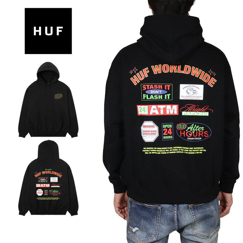 【MAX80%OFF 冬物最終処分SALE！最大10％OFFクーポン配布中】HUF パーカー ハフ フーディ プルオーバーパーカー トップス メンズ レディース ブランド 大きいサイズ おしゃれ おすすめ 人気 黒 ストリート スケボー スケーター huf25aw015 ブラック M L XL