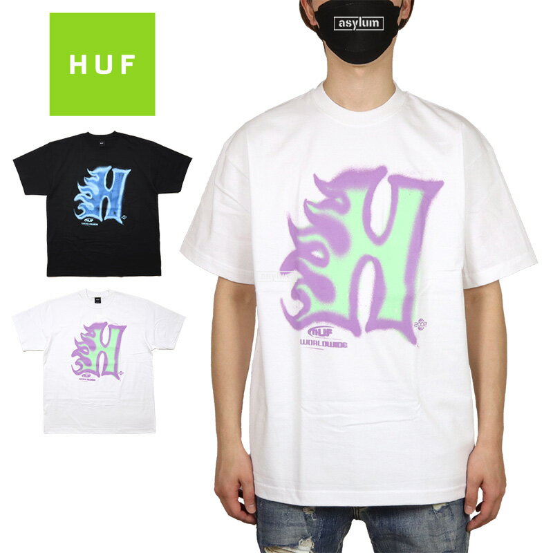 HUF Tシャツ ハフ 半袖Tシャツ トップス メンズ レディース ブランド 大きいサイズ おしゃれ おすすめ 人気 ストリート スケボー スケーター 綿100% huf24ss013 ブラック ホワイト M L XL