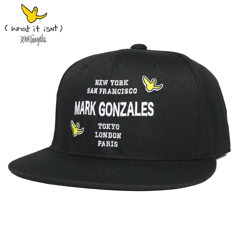 【お買い物マラソン 最大10％OFFクーポン配布中】【10倍】マークゴンザレス キャップ (What it isNt)MARK GONZALES ブランド 帽子 フラットバイザー メンズ レディース 大きいサイズ おしゃれ おすすめ 人気 黒 スケボー ストリート mark23ss014 ブラック