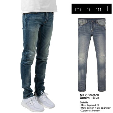 mnml ミニマル M12 STRETCH DENIM BLUE メンズ レディース 春夏秋冬 裾ジップデニムパンツ インディゴ 28 29 30 31 32 34 36 38