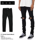 mnml デニム ミニマル スキニーパンツ ジーンズ メンズ 大きいサイズ X1 STRECH DENIM BLACK ブラック 28 29 30 32 34 36 38