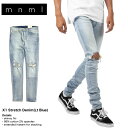 mnml ミニマル デニム スキニーパンツ ジーンズ メンズ レディース 大きいサイズ X1 STRECH DENIM LT BLUE ライトブルー 28 29 30 32 34 36 38