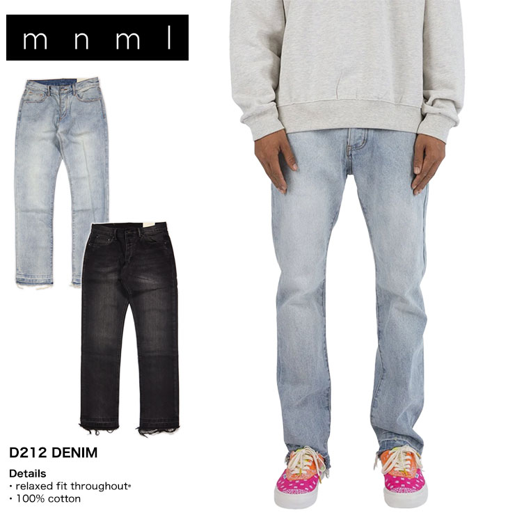 mnml デニムパンツ ミニマル ジーンズ Gパン デニム メンズ ブランド 大きいサイズ おしゃれ おすすめ 人気 D212 DENIM ブルー ブラック 28 29 30 32 34 36 38