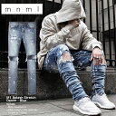 【GW超ポイントバック5倍】mnml ストレッチ 裾ZIPジップ ダメージクラッシュジーンズ mnml M1 SPLASH STRETCH DENIM /ミニマル デニム/クラッシュデニムパンツ/スキニー/スリムフィット/B系/ストリート系メンズファッション