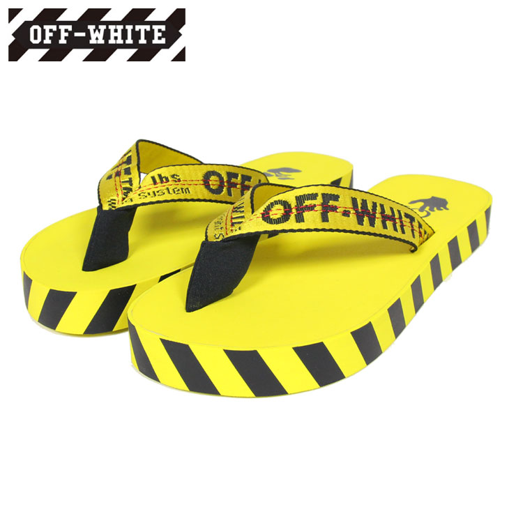 ItzCg r[`T_ OFF-WHITE  r[T Y uh   INDUSTRIAL BELT FLIP FLOP YELLOW BLACK