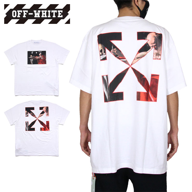 【MAX80%OFF 楽天スーパーSALE】【在庫処分セール20％OFF】オフホワイト Tシャツ OFF-WHITE 半袖Tシャツ メンズ レディース ブランド 大きいサイズ おしゃれ おすすめ バックプリント 白 CARAVAGGIO S/S OVER TEE WHITE RED ホワイト M L