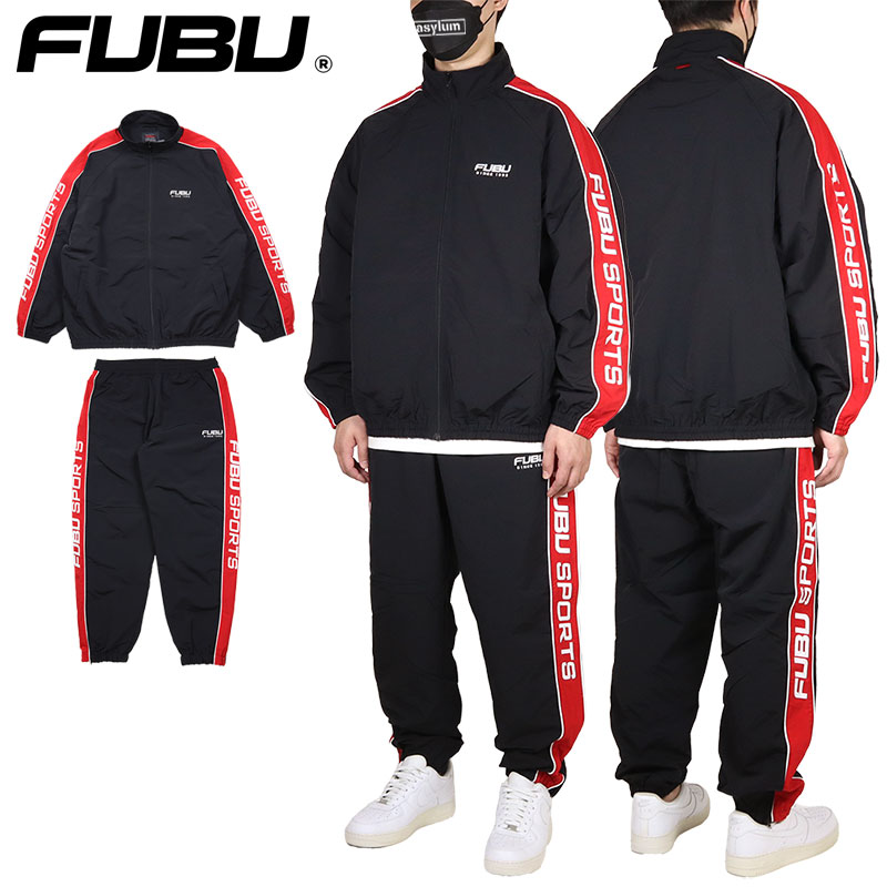 【お買い物マラソン♪SALE&クーポンで秋冬物をお得にGET！】FUBU セットアップ フブ ナイロンジャケット ナイロンパンツ アウター メンズ レディース ブランド 大きいサイズ おしゃれ おすすめ 人気 ストリート 黒 太め ゆったり fubu24aw006 ブラック M L XL XXL