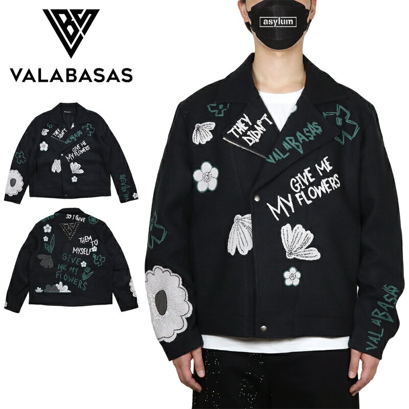 バラバサス ジャケット VALABASAS ライダースジャケット アウター 刺繍 メンズ レディース ブランド 大きいサイズ おしゃれ おすすめ 人気 黒 ストリート valabasas008 ブラック M L