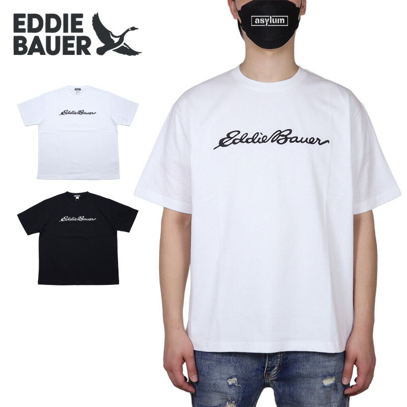 Rakuten - 【MAX90%OFF 楽天スーパーSALE！最大20%OFFクーポン配布中】エディーバウアー Tシャツ EDDIE BAUER 半袖Tシャツ トップス アメカジ メンズ レディース ブランド 大きいサイズ おしゃれ おすすめ 人気 黒 白 eddie-bauer26ss002 ホワイト ブラック M L XL
