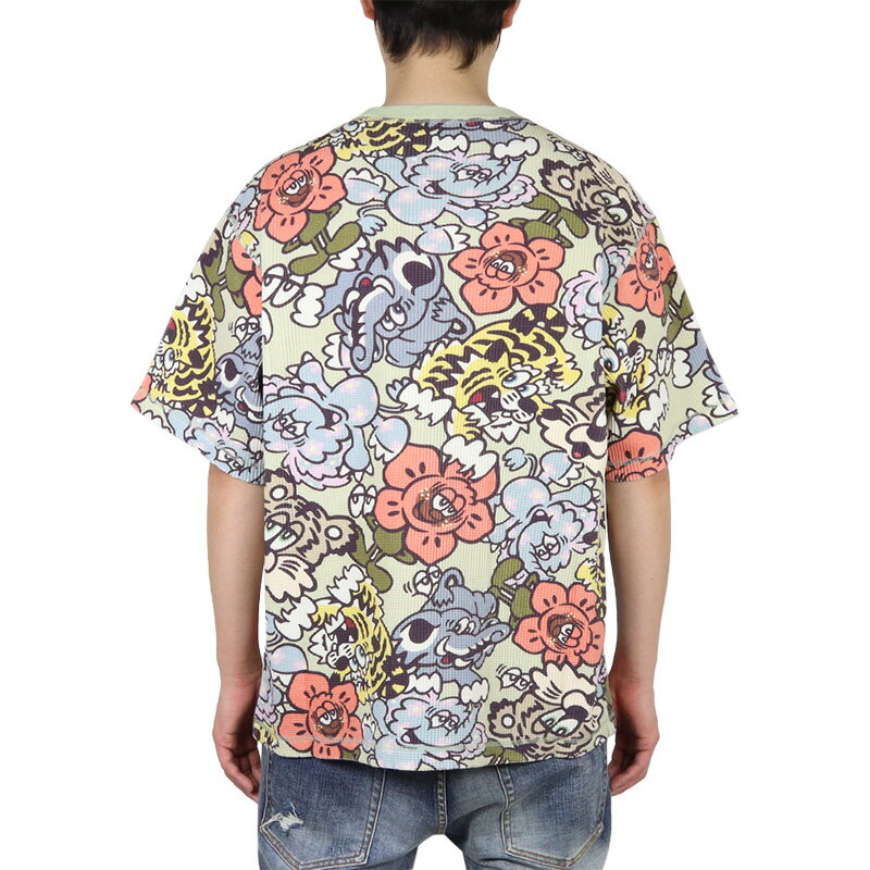 【16%OFF】【MAX90%OFF 楽天スーパーSALE！最大20%OFFクーポン配布中】KENZO Tシャツ ケンゾー 半袖Tシャツ トップス 綿100% 春夏 メンズ レディース ブランド ビッグシルエット オーバーサイズフィット 大きいサイズ VERDY サーマル ワッフル 総柄 kenzo25ss007