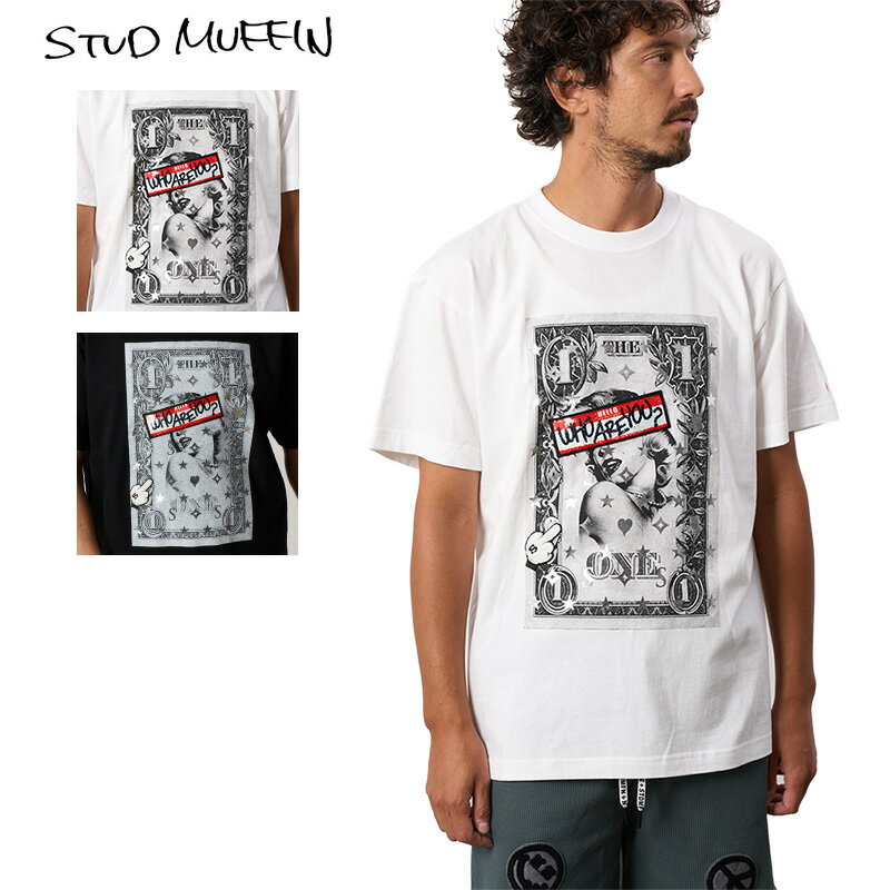 【お買い物マラソン 最大10％OFFクーポン配布中】スタッドマフィン Tシャツ STUD MUFFIN 半袖Tシャツ メンズ レディース ブランド 大きいサイズ おしゃれ おすすめ 人気 白 黒 綿100% ストリート stdmfn24ss004 ホワイト ブラック M L XL