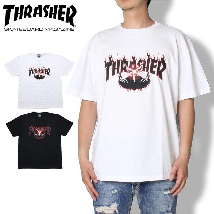 THRASHER スラッシャー Tシャツ 半袖 HYPNPTIZE S/S T-SHIRTS TH91229 メンズ レディース 大きいサイズ ブランド スケボー 春夏 ブラック ホワイト M/L/XL