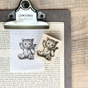 テディキャットのラバースタンプ*ぬいぐるみ*ヴィンテージ*レトロ*アンディーク*ビンテージ*クラシック*コラージュ*ねこ*ネコ*猫*ハンコ はんこ スタンプ バ...