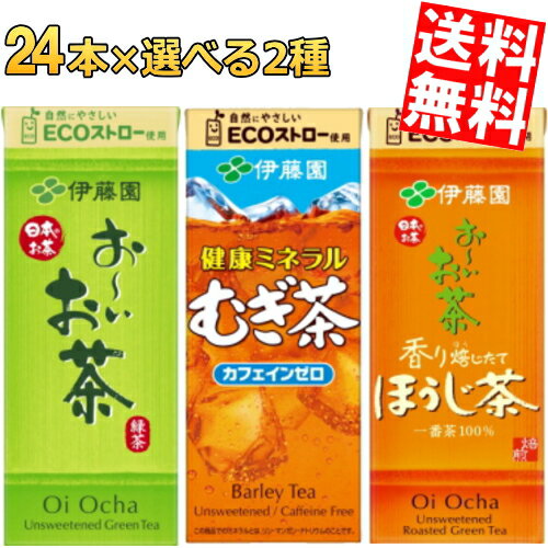 【送料無料】 伊藤園 250ml紙パックお〜いお茶シリーズ 選べる2ケース 計48本セット 緑茶 健康ミネラル麦茶 ほうじ茶 おーいお茶 ※北海道800円・東北400円の別途送料加算