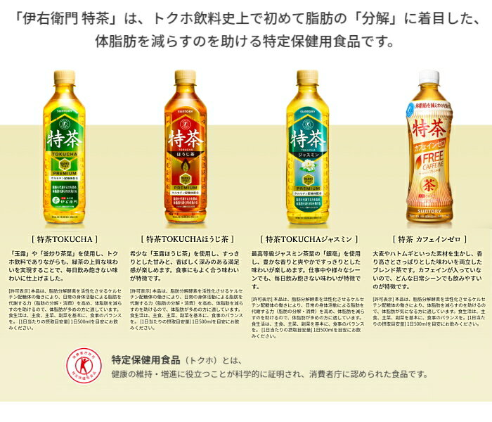 【送料無料】サントリー 伊右衛門 Wのはたらきおいしい糖質対策 500mlPET×24本＆特...