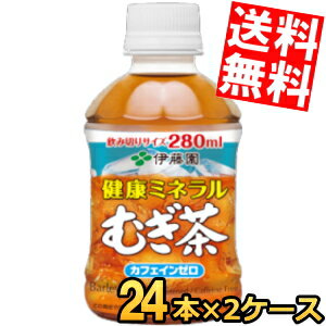 【送料無料】伊藤園健康ミネラルむぎ茶280mlペットボトル 48本(24本×2ケース)〔ミネラル麦茶〕※北海道800円・東北400円の別途送料加算