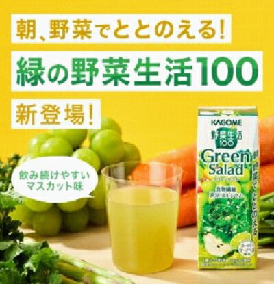 アットコンビニ楽天市場店の【送料無料】 カゴメ 野菜生活100 グリーンサラダ 200ml紙パック 24本入 野菜ジュース スーパーリーフベジ使用 green salad 食物繊維 鉄分 カルシウム ※北海道800円・東北400円の別途送料加算｜アングル2