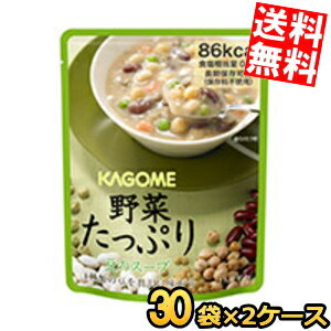 Soup - 2ケース販売60袋【送料無料】 カゴメ 野菜たっぷり豆のスープ 160g×60袋(30袋×2ケース) 保存食 非常食 食料 防災 災害対策 避難グッズ 備蓄 常温 まとめ買い 箱買い soup ※北海道800円・東北400円の別途送料加算