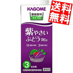 【送料無料】 カゴメ 濃縮飲料 紫やさい・ぶどうミックス 3倍濃縮タイプ 1000ml紙パック 12本(6本×2ケース)【3倍濃縮で1杯当たり60ml使用時、なんと1本当たり約16杯相当】※北海道800円・東北400円の別途送料加算