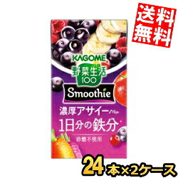 ■メーカー:カゴメ■賞味期限:270日■125mlの小容量でありながら、濃厚で飲みごたえのあるスムージーです。スキマ時間の小腹チャージにお勧めです。1日分の鉄分※が摂れ、砂糖不使用です。※栄養素等表示基準値（2025）に基づく。