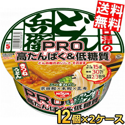 【送料無料】 日清 86g日清のどん兵衛PRO 高たんぱく&低糖質 きつねうどん 24個(12個×2ケース) プロ プロテイン たんぱく質 どん兵衛プロ カップうどん ※北海道800円・東北400円の別途送料加算のサムネイル