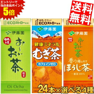 マラソン期間はエントリーでP5倍！【送料無料】 伊藤園 250ml紙パックお～いお茶シリーズ 選べる4ケース 計96本セット 緑茶 健康ミネラル麦茶 ほうじ茶 おーいお茶 ※北海道800円・東北400円の別途送料加算